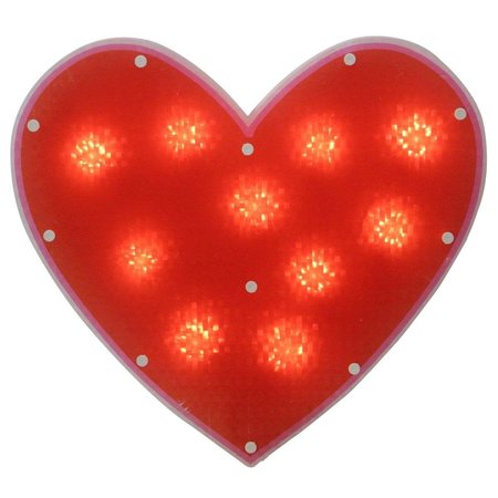 GO-GO 13 in. Lighted Valentines Day Shimmering Red Heart Window Silhouette Decoration GO1800294